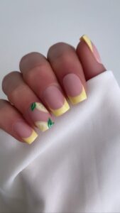 pastel lemons custom press on nails | yellow false nails | square fruit glue on nails etsy